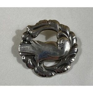 Vintage Georg Jensen Sterling Silver Bird Brooch Pin No. 123 Denmark Dove
